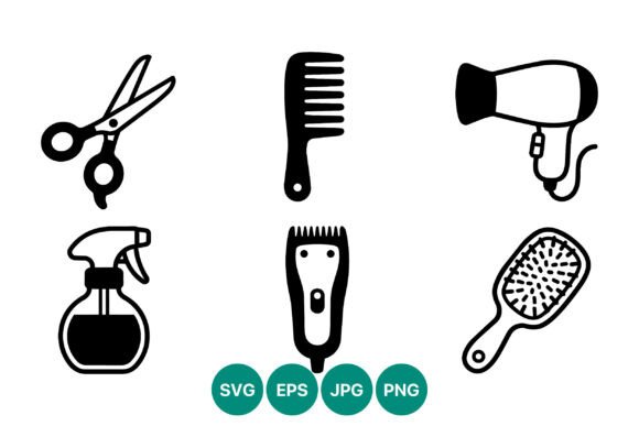 Download Hair Salon Tools Icon Set Black White - Salon Collection