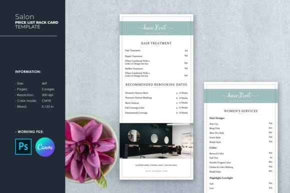 Download Beauty Salon Price List Rack Card - Salon Collection