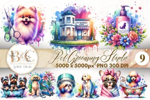Download Watercolor Pet Grooming Salon Clipart - Salon Collection